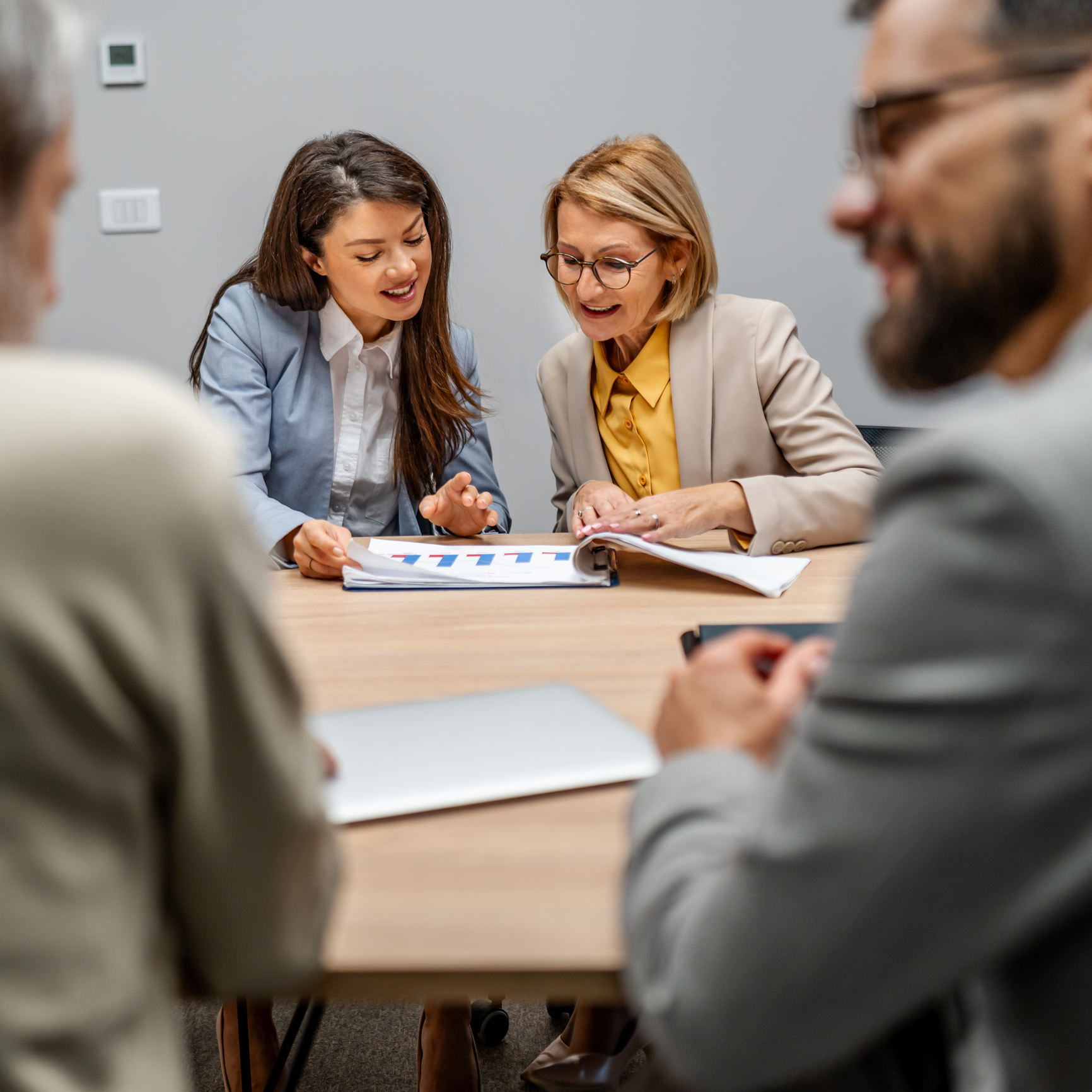 Professionals collaborating in an office setting